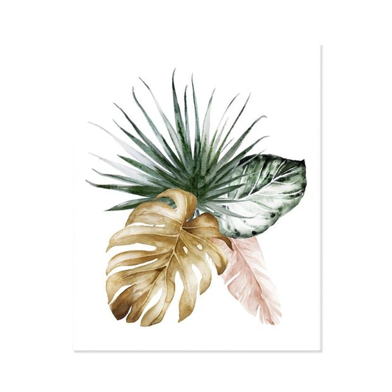 Tropical Botanical Green Leaves - Canvas Wall Art Print | Bowlift