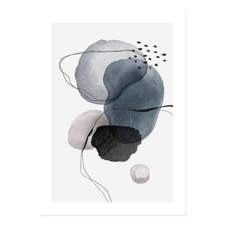 Dark Abstract Watercolor Circles - Canvas Wall Art Print | Bowlift