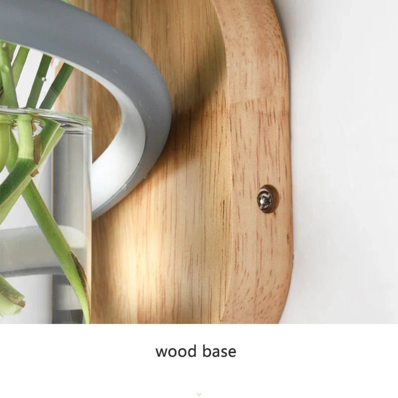 BowLift | VASELUX – Wooden Wall Lamp with Integrated LED & Decorative Vase