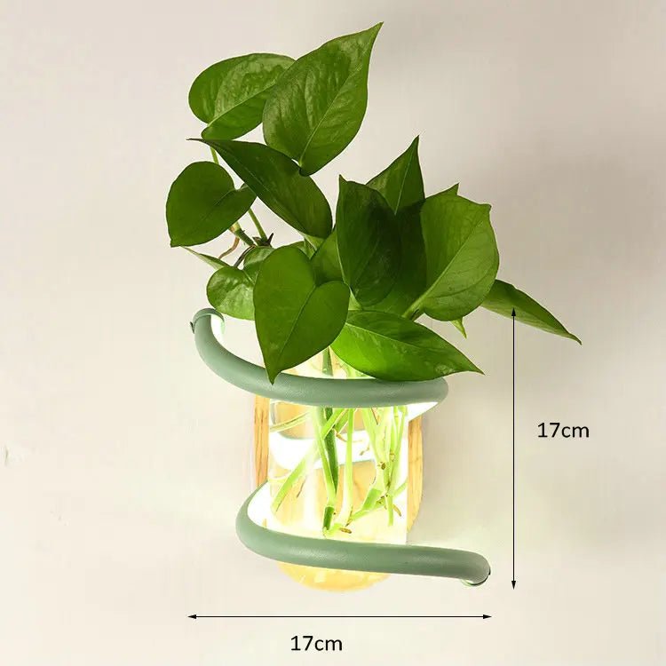 BowLift | VASELUX – Wooden Wall Lamp with Integrated LED & Decorative Vase
