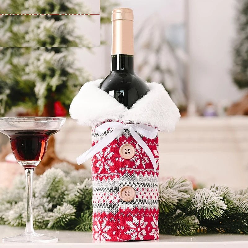 BowLift | Velvet Christmas Wine Bottle Covers – Stylish Dress Set for Festive Table Décor & Perfect Holiday Gifts