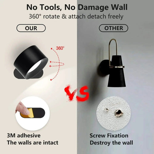 BowLift | Battery Operated Wall Light | Rechargeable, 360° Adjustable & Wireless for Bedrooms, Hallways & Reading Corners