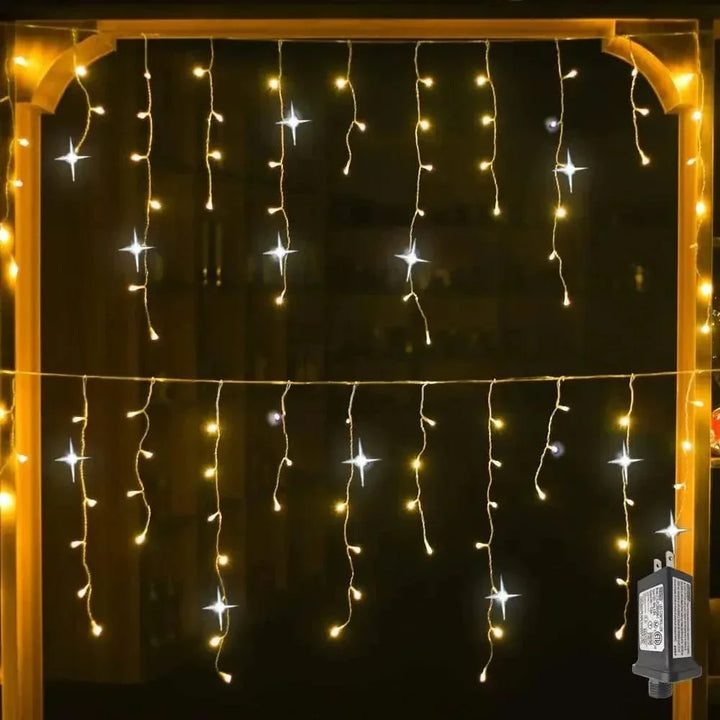 BowLift | Twinkling Icicle String LED Lights | Warm White & Cool White, Extendable for Indoor & Outdoor Holiday Decor