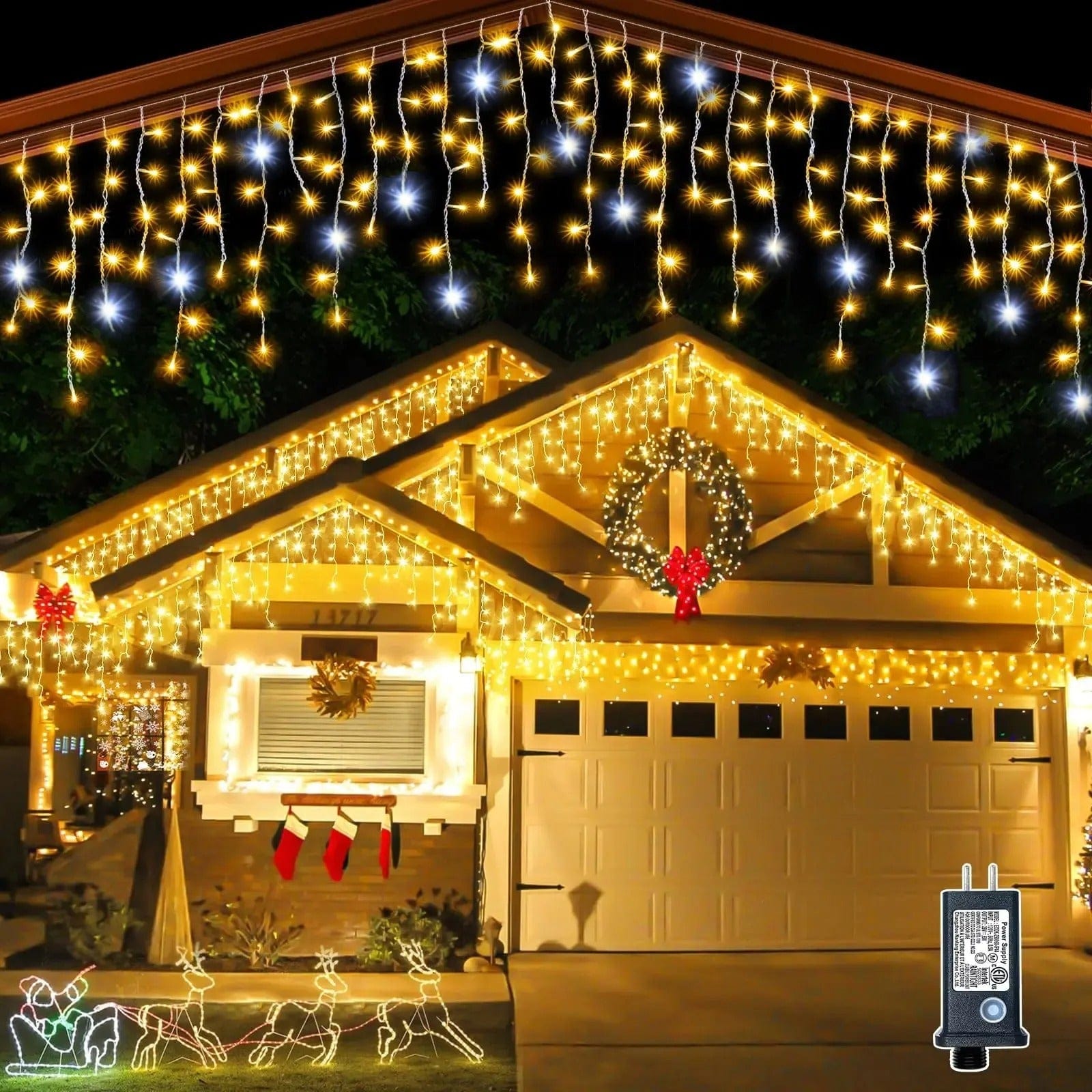 BowLift | Twinkling Icicle String LED Lights | Warm White & Cool White, Extendable for Indoor & Outdoor Holiday Decor