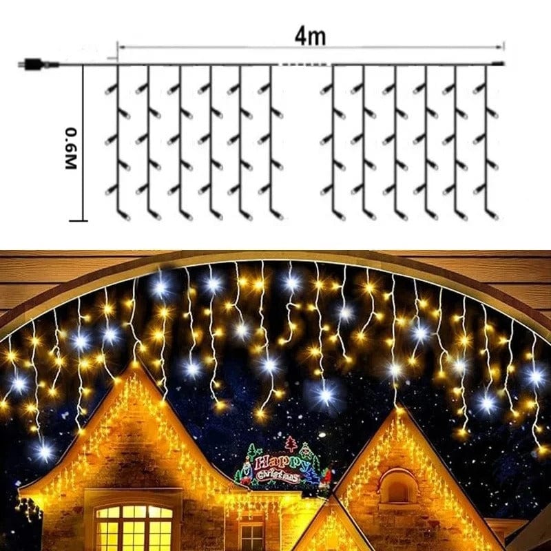BowLift | Twinkling Icicle String LED Lights | Warm White & Cool White, Extendable for Indoor & Outdoor Holiday Decor