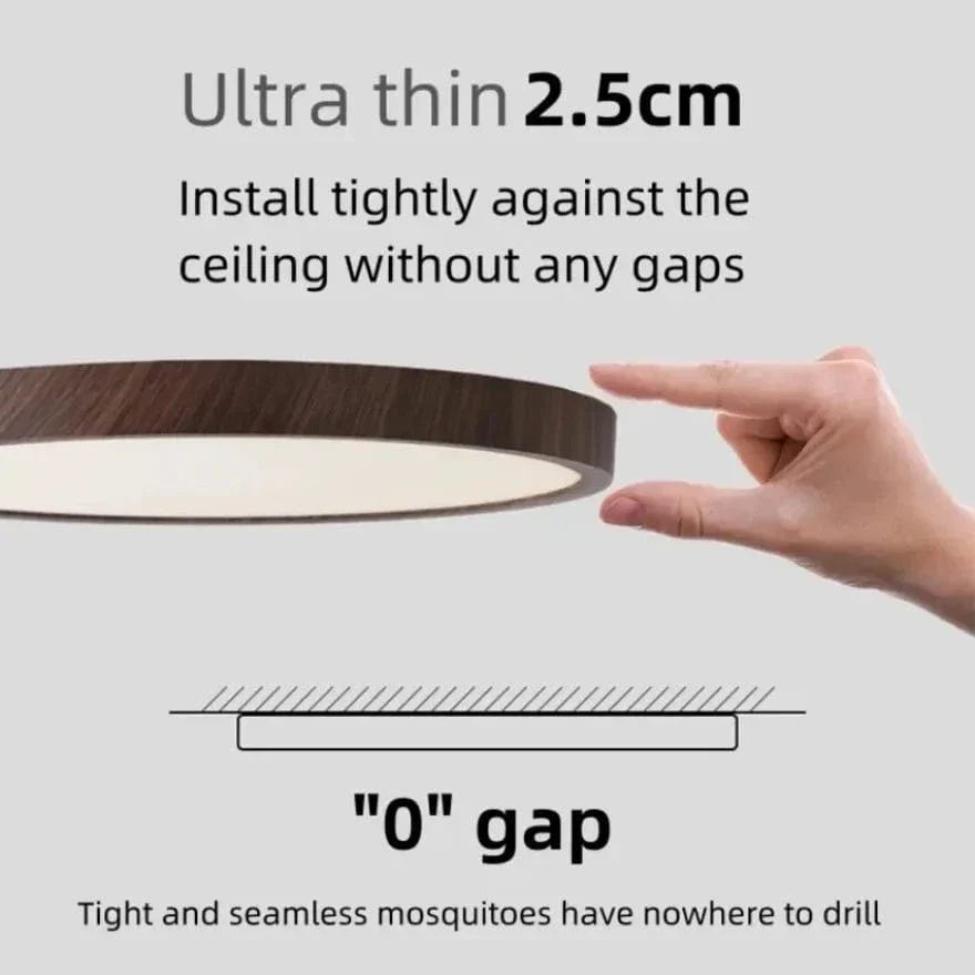 BowLift | LED Ceiling Light | Ultrathin Wood Grain Design, Dustproof & Dimmable for Modern Interiors
