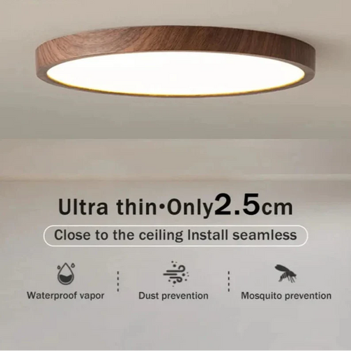BowLift | LED Ceiling Light | Ultrathin Wood Grain Design, Dustproof & Dimmable for Modern Interiors