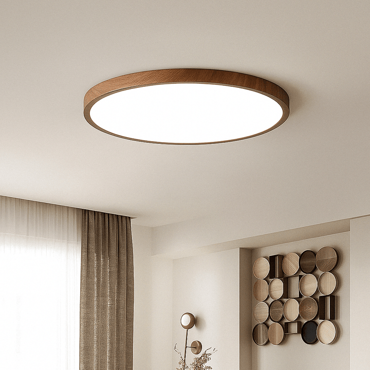 BowLift | LED Ceiling Light | Ultrathin Wood Grain Design, Dustproof & Dimmable for Modern Interiors