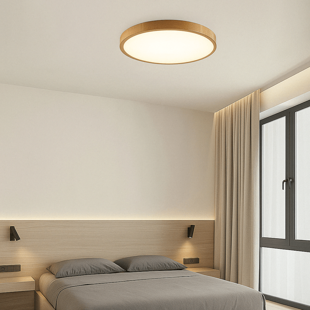 BowLift | LED Ceiling Light | Ultrathin Wood Grain Design, Dustproof & Dimmable for Modern Interiors