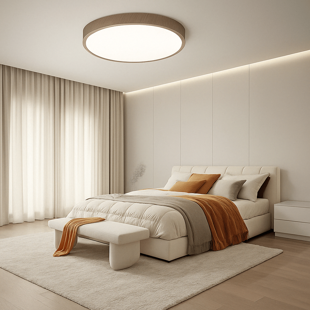 BowLift | LED Ceiling Light | Ultrathin Wood Grain Design, Dustproof & Dimmable for Modern Interiors
