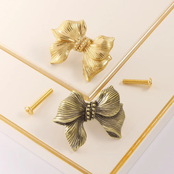Vintage Bow Tie Cabinet Knobs Retro Brass Single-Hole Drawer Handle | Bowlift