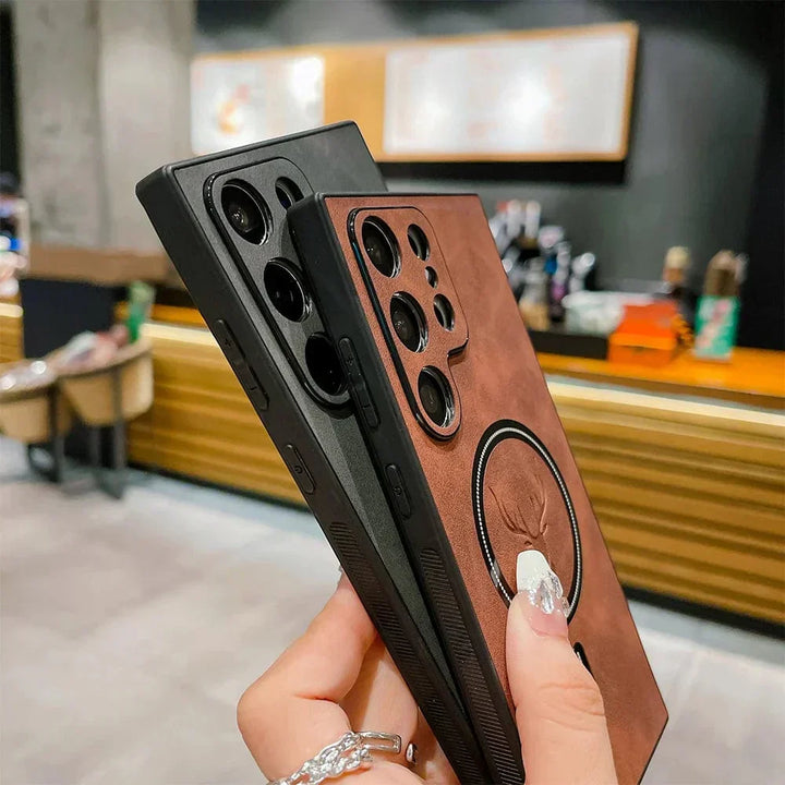 BowLift | Leather Case for Samsung Phone | Magnetic Wireless Charging Case