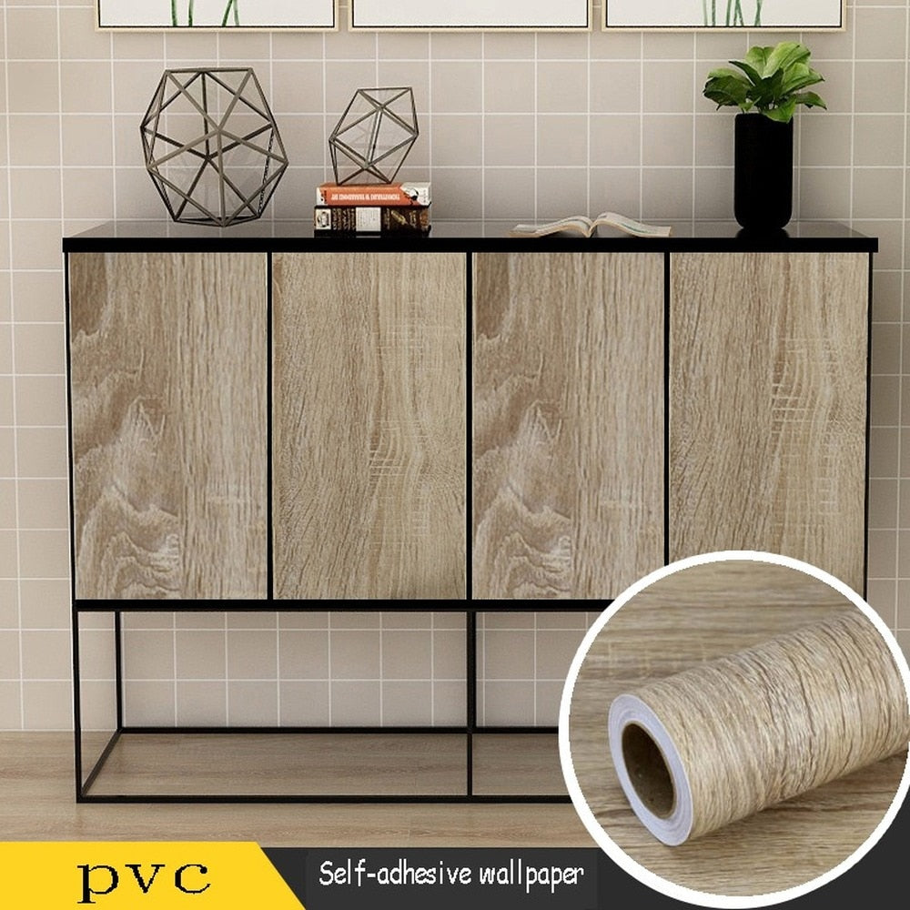 Vinyl Wood Grain Stickers Wardrobe Cabinet Table Furniture Renovation | Bowlift