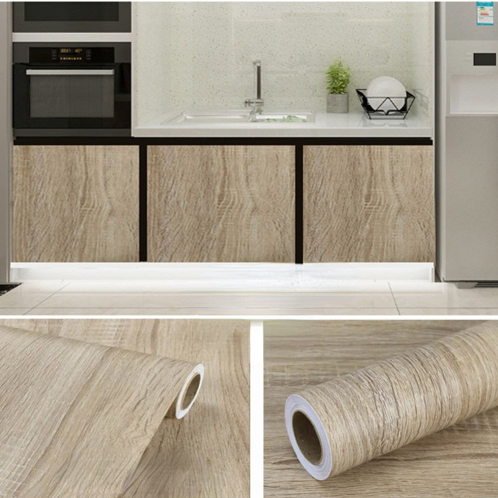 Vinyl Wood Grain Stickers Wardrobe Cabinet Table Furniture Renovation | Bowlift