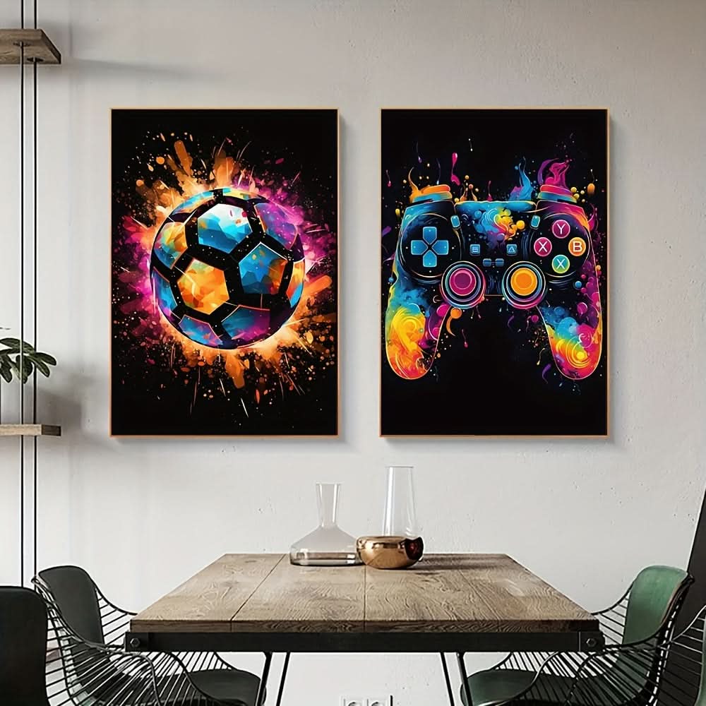 BowLift | Abstract Football and Gaming Canvas Wall Art Set