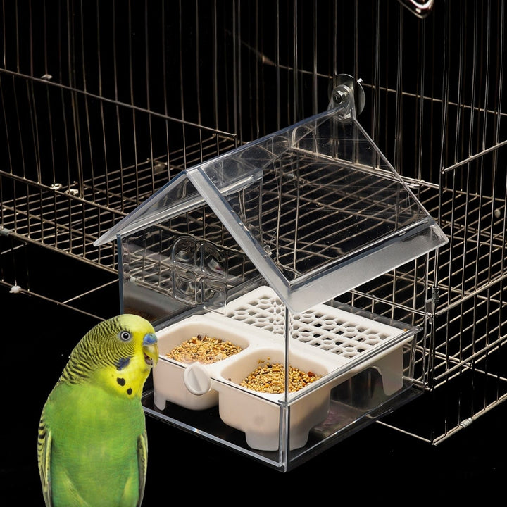 External bird feeder and bathhouse – space-saving anti-spill feeding solution | Bowlift