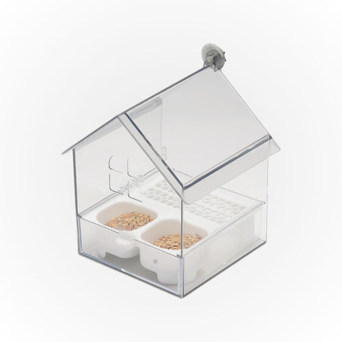 External Bird Feeder and Bathhouse – Space-saving Anti-Spill Feeding Solution | Bowlift
