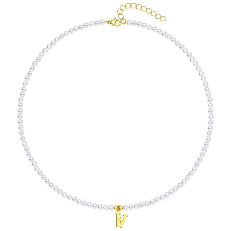 BowLift | Elegant Gold Accented Pearl Letter Initial Necklace