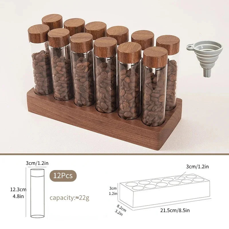 Walnut Solid Wood Base Single Dose Coffee Bean Storage Wooden Holder | Bowlift