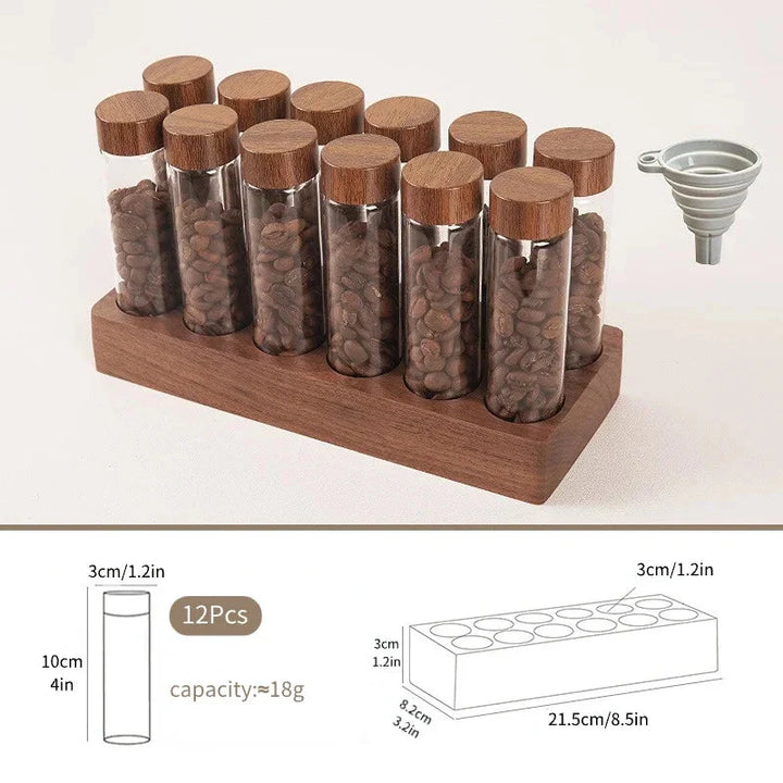 Walnut Solid Wood Base Single Dose Coffee Bean Storage Wooden Holder | Bowlift