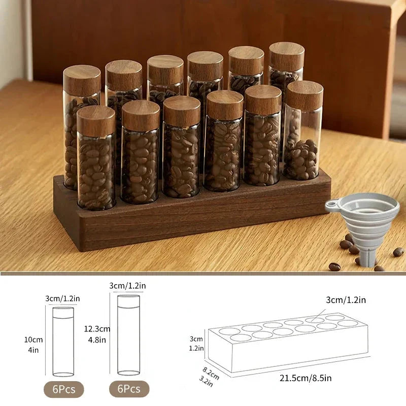 Walnut Solid Wood Base Single Dose Coffee Bean Storage Wooden Holder | Bowlift