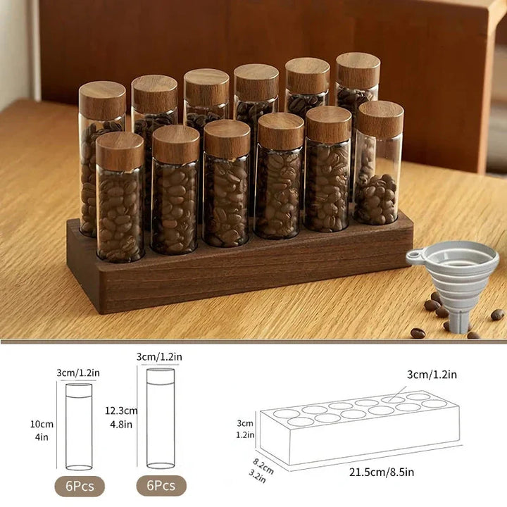Walnut Solid Wood Base Single Dose Coffee Bean Storage Wooden Holder | Bowlift