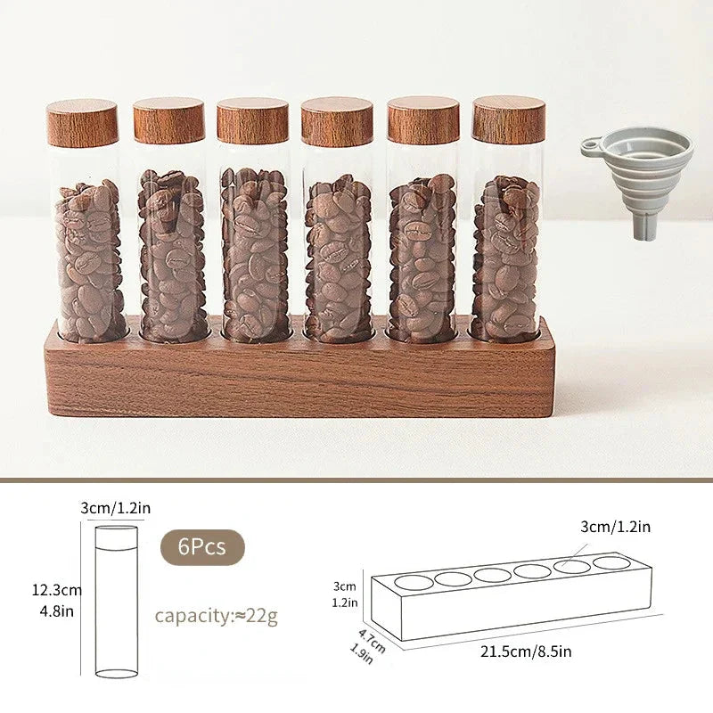 Walnut Solid Wood Base Single Dose Coffee Bean Storage Wooden Holder | Bowlift