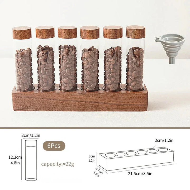 Walnut Solid Wood Base Single Dose Coffee Bean Storage Wooden Holder | Bowlift