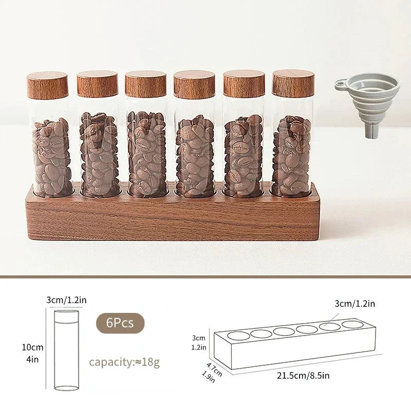 Walnut Solid Wood Base Single Dose Coffee Bean Storage Wooden Holder | Bowlift
