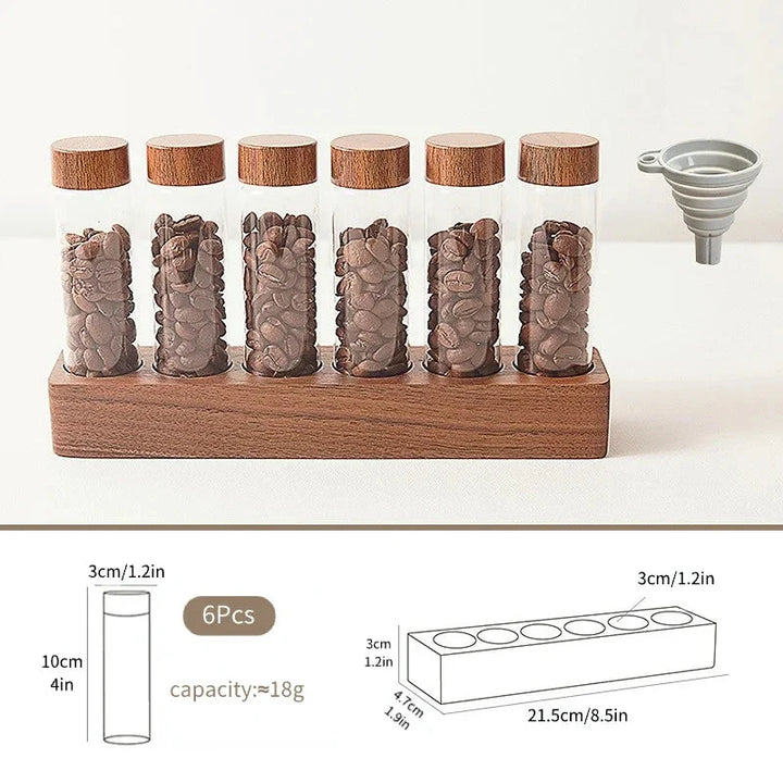 Walnut Solid Wood Base Single Dose Coffee Bean Storage Wooden Holder | Bowlift