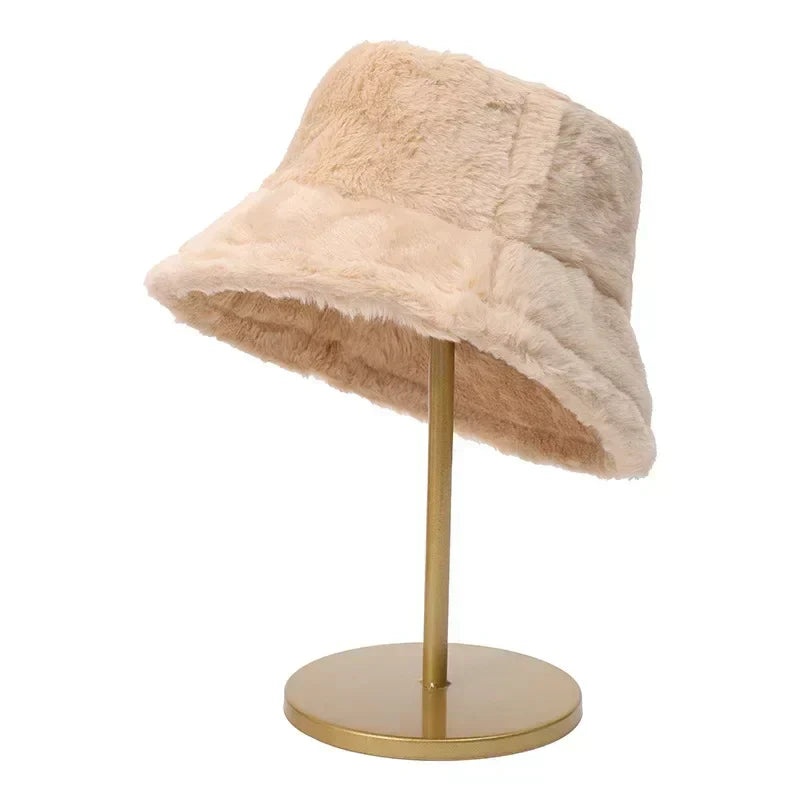 BowLift | Women’s Faux Rabbit Fur Autumn Bucket Hat – Lorna