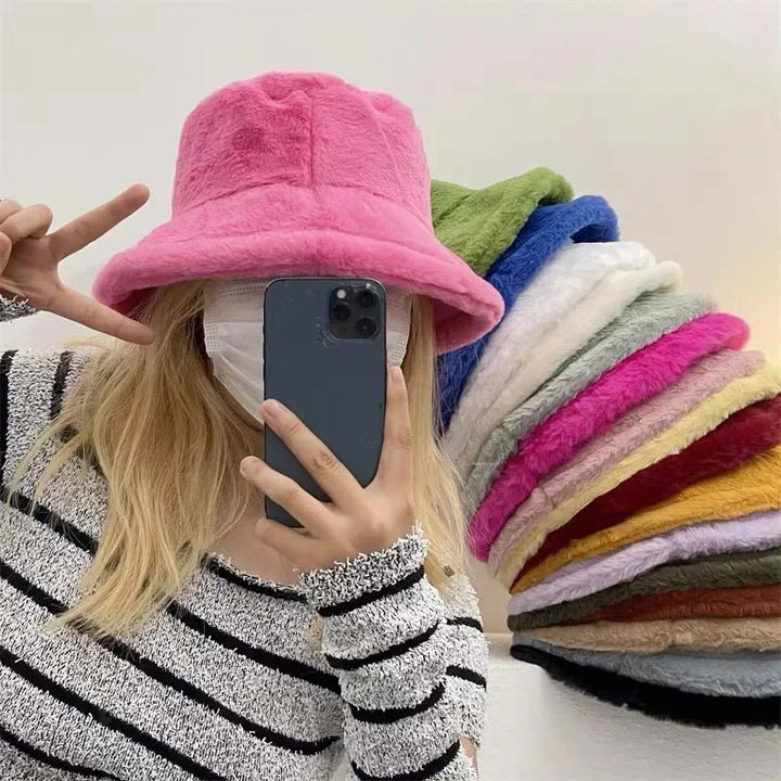 BowLift | Women’s Faux Rabbit Fur Autumn Bucket Hat – Lorna