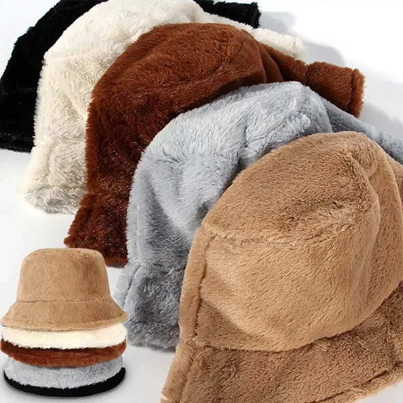 BowLift | Women’s Faux Rabbit Fur Autumn Bucket Hat – Lorna