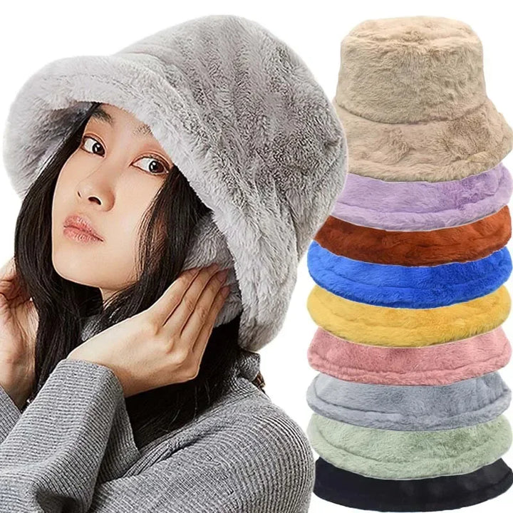 BowLift | Women’s Faux Rabbit Fur Autumn Bucket Hat – Lorna