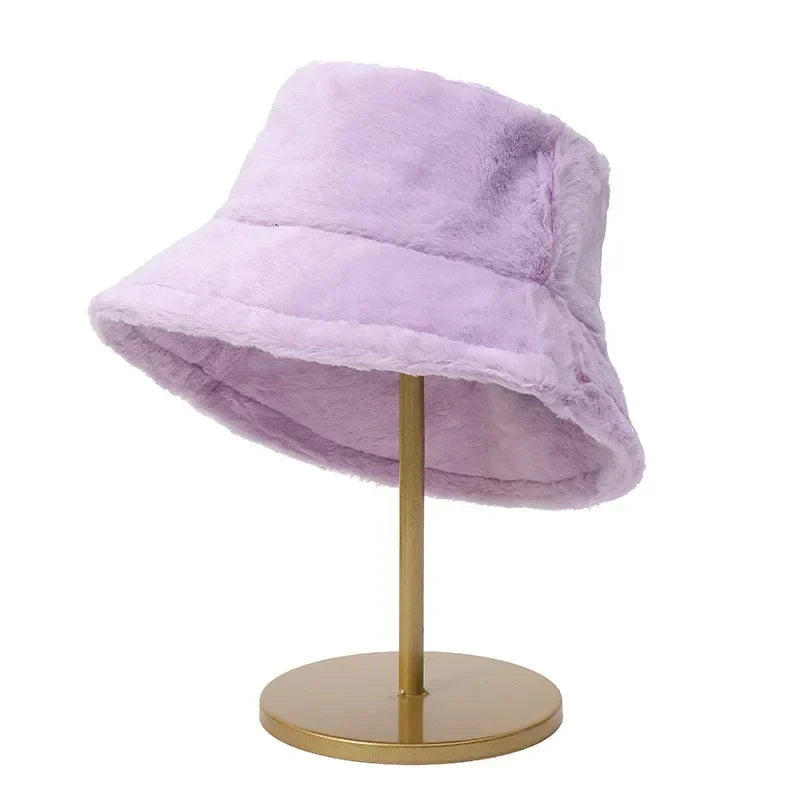 BowLift | Women’s Faux Rabbit Fur Autumn Bucket Hat – Lorna