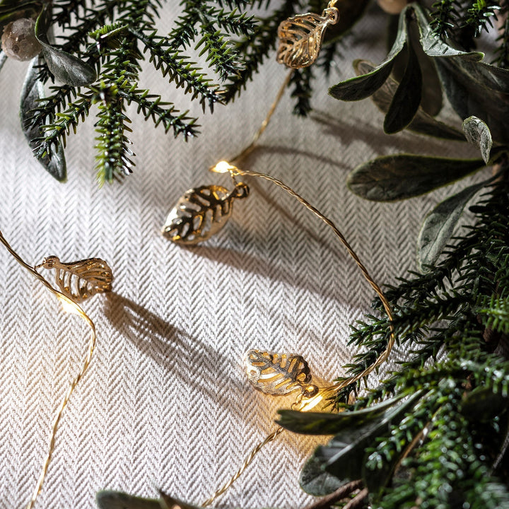 BowLift | Christmas Decorations Gold Leaf String Lights