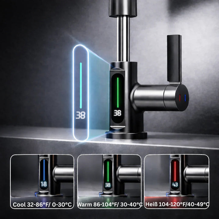 Pull-out kitchen faucet with LED & 5 spray modes | Bowlift