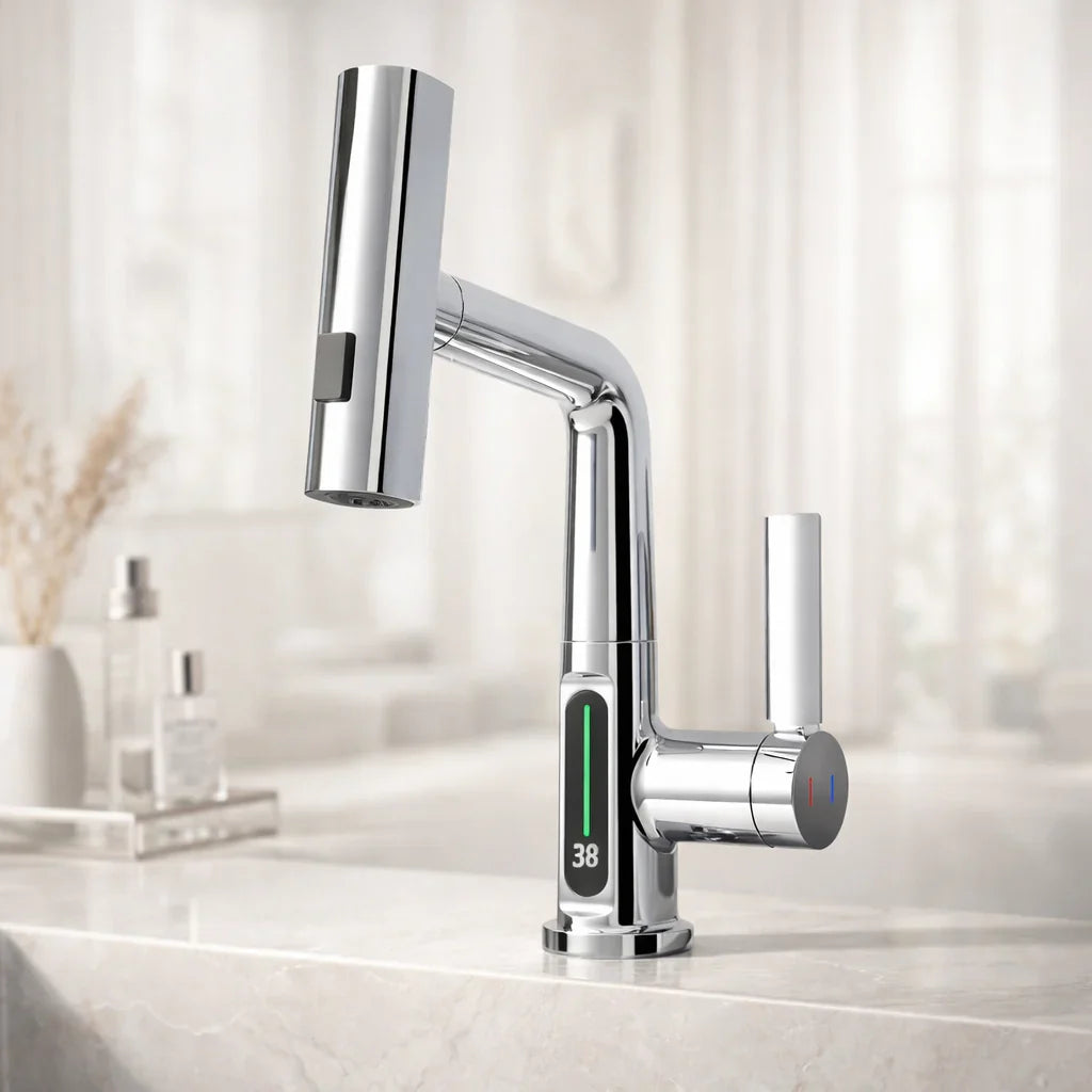 Pull-out kitchen faucet with LED & 5 spray modes | Bowlift