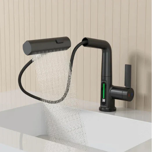 Pull-out kitchen faucet with LED & 5 spray modes | Bowlift