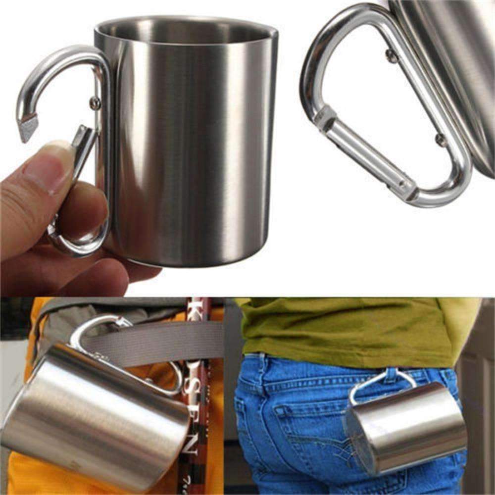 BowLift | Carabiner Hook Double Wall - Stainless Travel Mug Cup Water