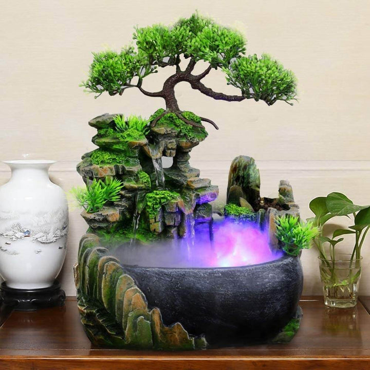 BowLift | ZenFlow Indoor Tabletop Fountain – LED Light Water Feature for Home, Office & Relaxation Décor