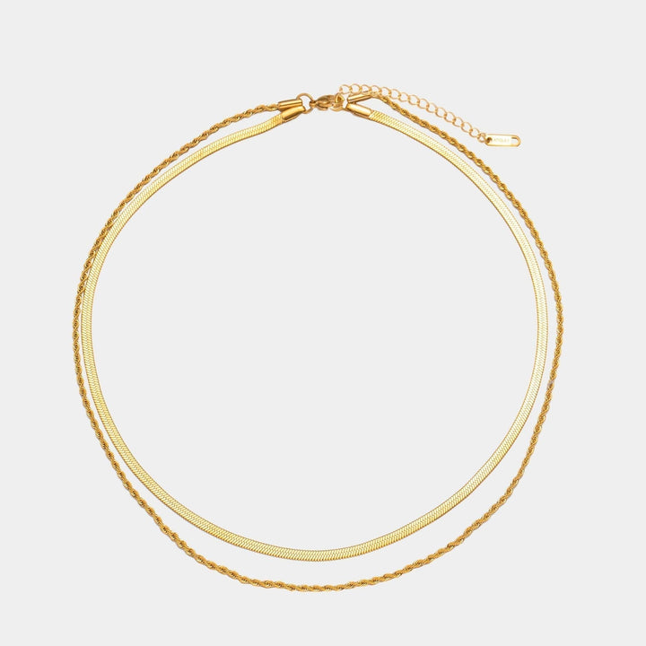 BowLift | Women’s Layered Necklace | Gold Herringbone Choker & Rope Chain | Waterproof