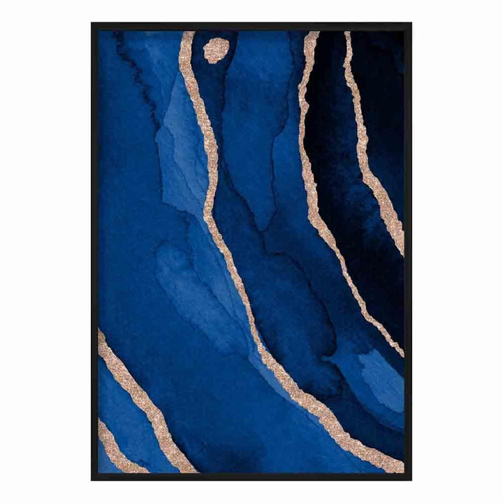 Abstract Marine Blue and Gold No. 3 Art Print | Bowlift