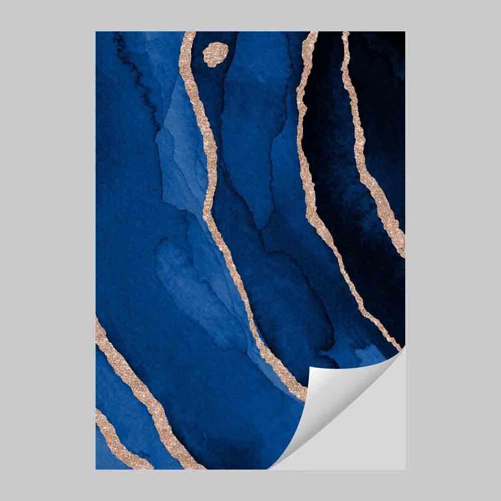Abstract Marine Blue and Gold No. 3 Art Print | Bowlift