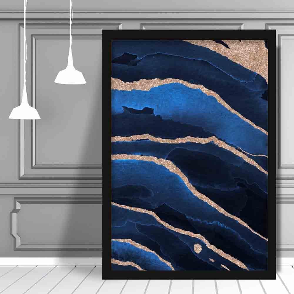 Abstract Marine Blue and Golden Art Print No. 2 | Bowlift