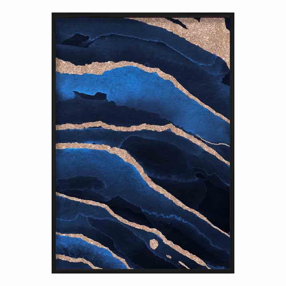 Abstract Marine Blue and Golden Art Print No. 2 | Bowlift