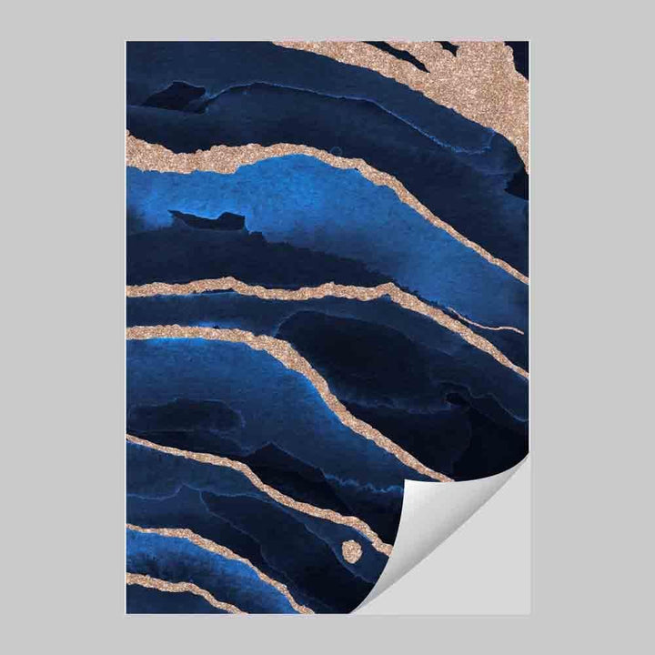 Abstract Marine Blue and Golden Art Print No. 2 | Bowlift