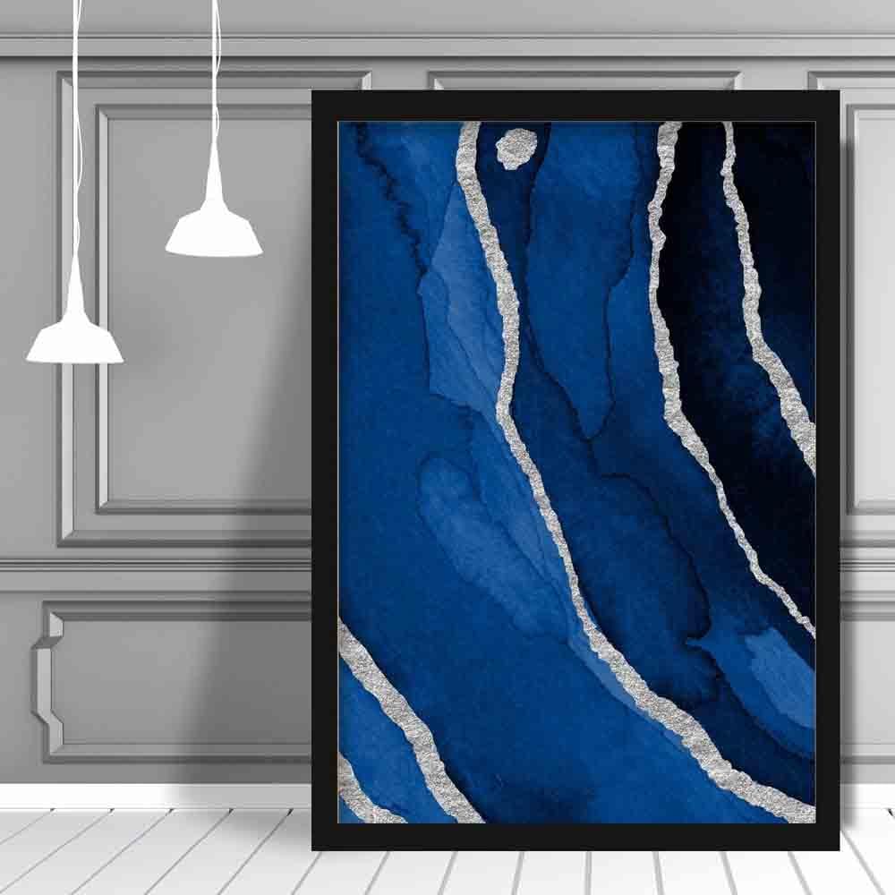 Abstract Navy Blue & Silver Art Print No. 3 | Bowlift