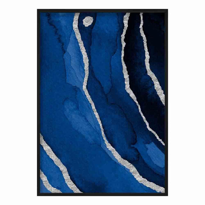 Abstract Navy Blue & Silver Art Print No. 3 | Bowlift