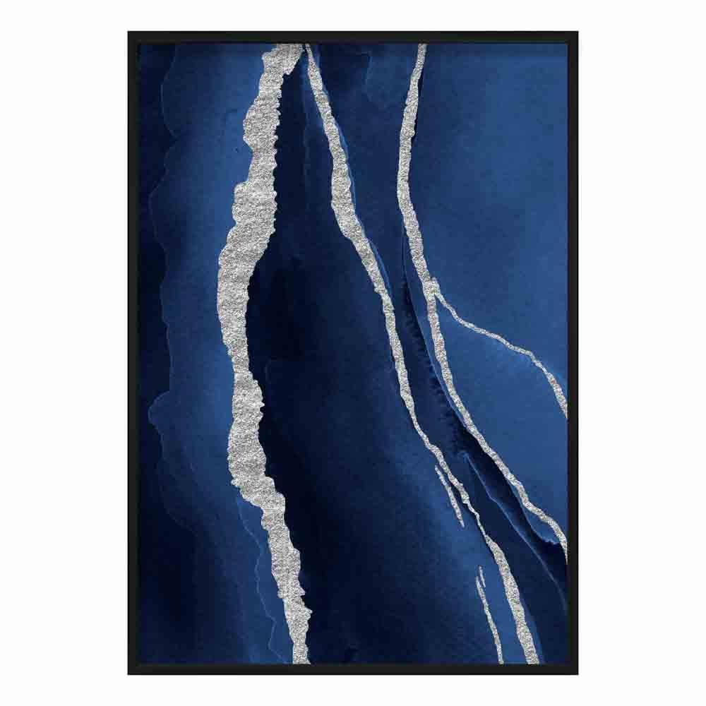 Abstract Navy Blue & Silver Art Print No. 1 | Bowlift